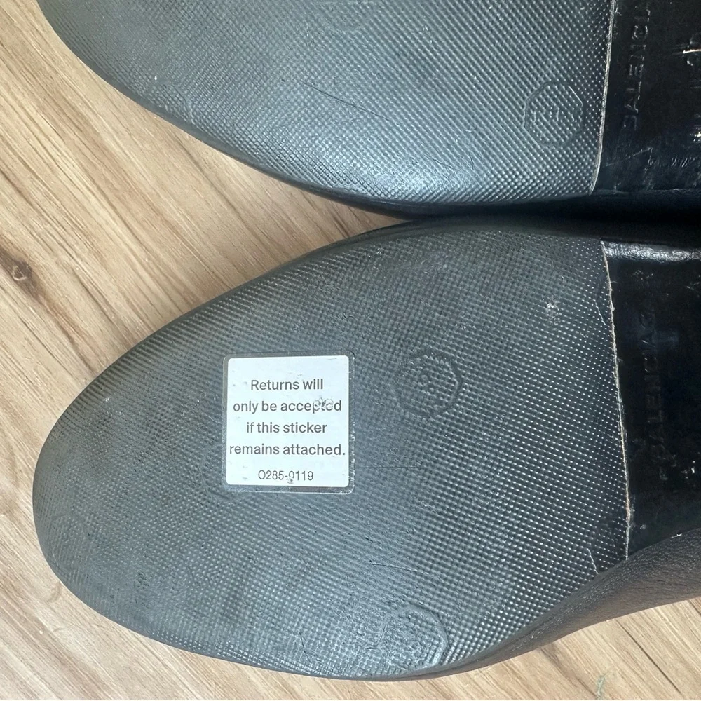 Balenciaga Black Leather Studded Loafer Mule Flats 39